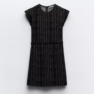Zara Black and White Tweed Mini Dress